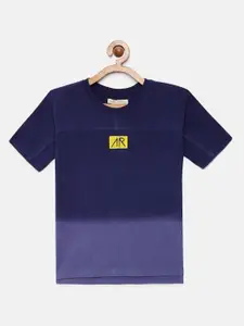 Angel & Rocket Boys Blue Dyed Applique Slim Fit T-shirt
