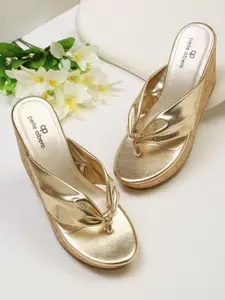 pelle albero Gold-Toned Wedge Sandals
