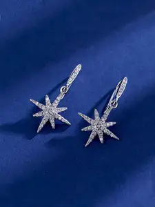 Yellow Chimes Silver-Toned Contemporary Drop Earrings