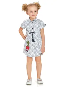 Peppermint White Checked Formal Shirt Dress