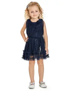 Peppermint Navy Blue Embellished Net Dress