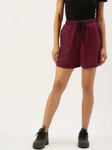 ARISE Women Maroon Solid Regular Shorts