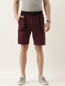 ARISE Men Burgundy Solid Shorts