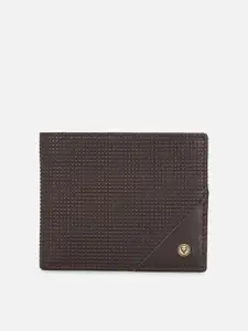 Allen Solly Men Brown Textured Leather Two Fold Wallet