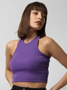 Disrupt Women Purple Halter Neck Crop Top