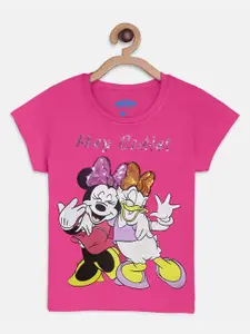 Kids Ville Girls Pink Minnie Mouse Printed T-shirt