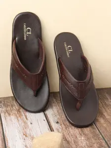 Carlton London Men Brown & Black Synthetic Comfort Sandals