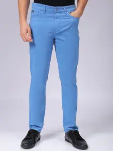 The Indian Garage Co Men Blue Smart Slim Fit Trousers