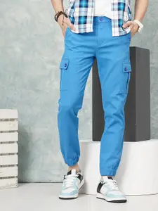 The Indian Garage Co Men Blue Smart Slim Fit Trousers