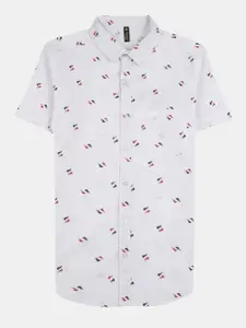 V-Mart Boys White Printed Casual Shirt