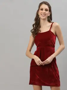 Selvia Red Velvet Sheath Dress