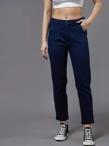 Miss Chase Women Blue Tapered Fit High-Rise Stretchable Jeans