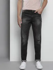 The Indian Garage Co Men Black Slim Fit Low Distress Light Fade Stretchable Jeans