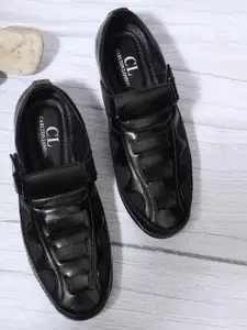 Carlton London Men Black Solid Shoe-Style Sandals