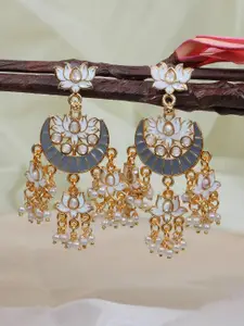 Crunchy Fashion Grey Contemporary Chandbalis Earrings