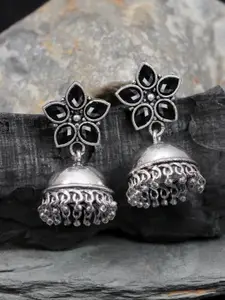 Crunchy Fashion Black Contemporary Jhumkas Earrings