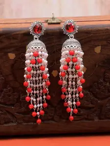 Crunchy Fashion Red Contemporary Jhumkas Earrings