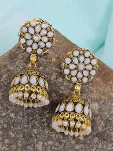 Crunchy Fashion White Contemporary Jhumkas Earrings