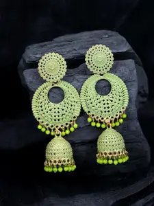 Crunchy Fashion Green Contemporary Jhumkas Earrings