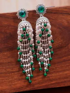 Crunchy Fashion Green Contemporary Jhumkas Earrings