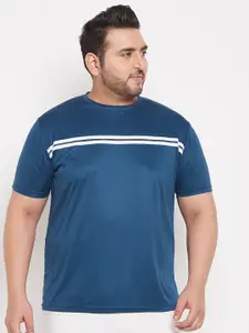 bigbanana Men Plus Size Blue Round Neck Tshirt