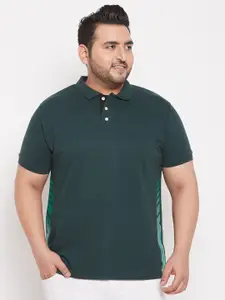 bigbanana Men Plus Size Green Polo Collar T-shirt