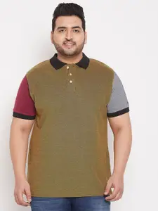 bigbanana Men Plus Size Multicoloured Polo Collar T-shirt