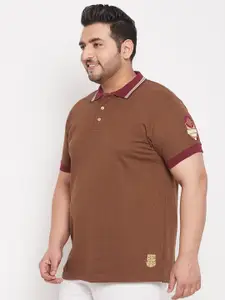 bigbanana Men Plus Size Beige Polo Collar T-shirt