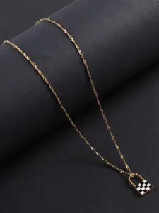 anore 18K Gold Plated Black & White Pendant Necklace Chain