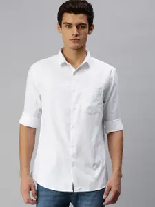 SHOWOFF Men White Comfort Slim Fit Casual Shirt