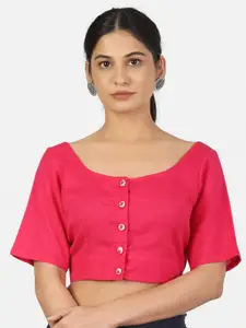 Llajja Women Magenta Solid Readymade Saree Blouse