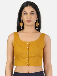 Llajja Women Mustard Solid Readymade Saree Blouse