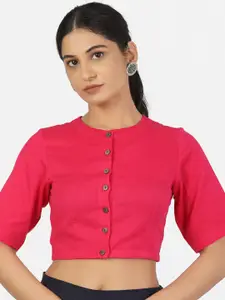 Llajja Women Magenta Solid Readymade Saree Blouse