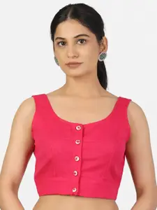 Llajja Women Magenta Solid Readymade Saree Blouse