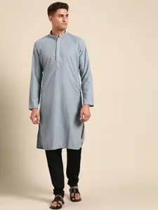 RAJUBHAI HARGOVINDAS Men Grey Chikankari Kurta