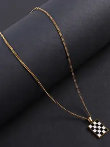 anore 18K Gold Plated Black & White Pendant Necklace Chain
