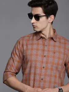 WROGN Men Rust Slim Fit Checked Pure Cotton Casual Shirt