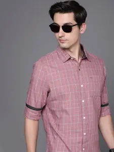 WROGN Men Pink Slim Fit Checked Casual Shirt