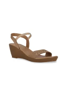 Bata Yellow PU Wedge Sandals with Laser Cuts