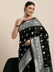 Royal Rajgharana Saree Black Ethnic Motifs Silk Blend Paithani Sarees