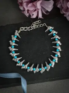 Silvermerc Designs Silver Plated & Turquoise Blue Bird Anklet