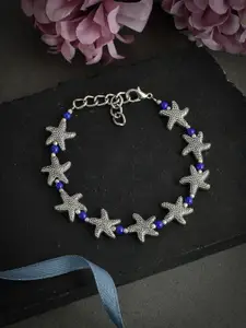 Silvermerc Designs Silver-Plated Blue Beaded Anklet