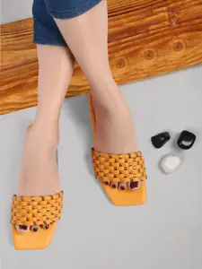 Alishtezia Women Mustard Open Toe Flats with Laser Cuts