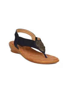 Bata Women Blue Open Toe Flats