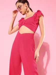 EVERYDAY by ANI Women Pretty Pink Solid Top with  Trousers