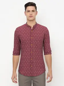 Peter England Men Maroon Slim Fit Floral Printed Casual Shirt
