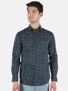 Monte Carlo Men Navy Blue Classic Floral Printed Casual Shirt