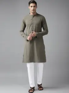 See Designs Men Khaki Layered Pure Cotton Kurta with Pyjamas