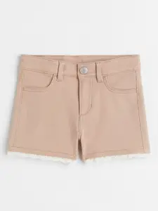 H&M H&M Girls Beige Solid Denim Cotton Twill Shorts