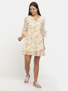 V-Mart Cream-Coloured Floral Dress